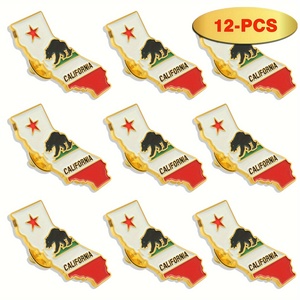 Épingles personnalisées en émail du fabricant de badges en forme de carte de drapeau de la Californie en métal - Product Image 5