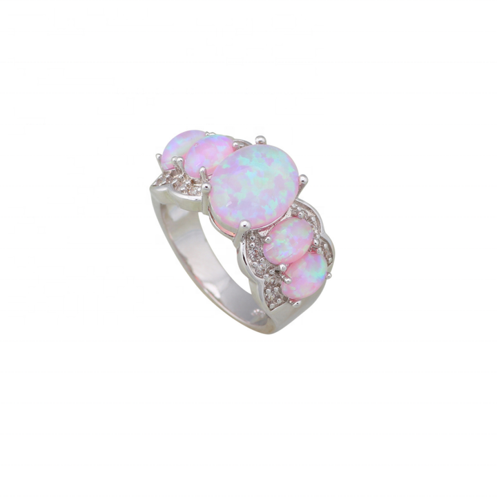 Best Selling Pink Fire Opal White Opal Brass Rings for Women New