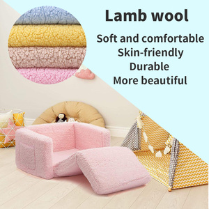 Canapé-lit pliable 2-en-1 en peluche pour enfants, transat <span class=keywords><strong>convertible</strong></span> pour tout-petits, <span class=keywords><strong>fauteuil</strong></span> doux en mousse nuage pour salle de jeux - Vente en gros - Product Image 4