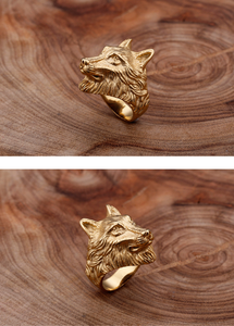 Anillo con Cabeza de Lobo, Chapado en Oro y Plata, Estilo Punk, Joyería Unisex de Moda para Uso Diario - Product Image 5