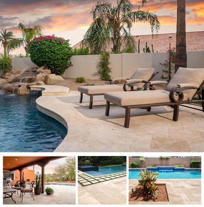 Travertine gạch hồ bơi ngoài trời đối phó gạch paver trang trí linh hoạt đá tường travertine gạch hình chữ nhật - Product Image 2
