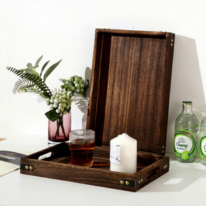 Wooden Rectangle Eco Friendly Decorative Serving Tray with Handles Modern Design for <b>Bedside</b> Breakfast Food Service and Parties - Product Image 1