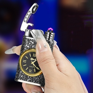 Chất lượng cao có thể sạc lại điện nhẹ hơn Windproof kim loại thuốc lá điện tử với LED ánh sáng đồng hồ cho xì gà-Ý tưởng quà tặng - Product Image 4