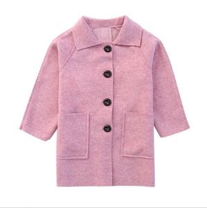Nouvelle mode, vêtements formels élégants pour enfants, manteau en laine à col à revers, à simple boutonnage, avec poches, pour fille, automne et hiver - Product Image 1