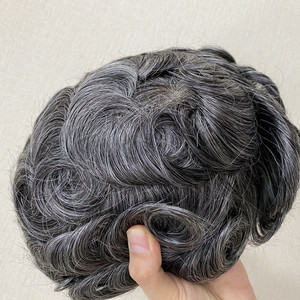 Express <span class=keywords><strong>parrucchino</strong></span> da uomo grigio 100% capelli umani per il trattamento della caduta dei capelli - Product Image 5