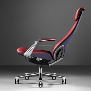 Silla de Oficina Ergonómica Comercial de Respaldo Alto, Cuero Genuino, Base de Aluminio Ajustable en Altura, Moderna, para Oficina en Casa o Taller - Product Image 3