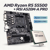 MSI A520M-A PRO DDR4 RAM AM4 Desktop Gaming MATX 64GB Motherboard dengan AMD Ryzen R5 5500 CPU Combo