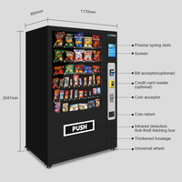 Máquina Expendedora Automática Inteligente 24H, Comercial, Digital, Combinada para Snacks y Bebidas, Elegante, Negra
