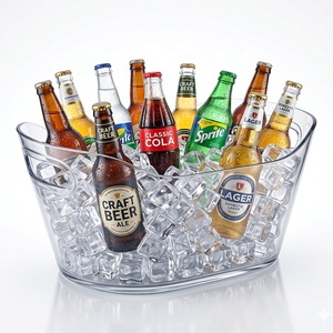2 Cubos de <span class=keywords><strong>Hielo</strong></span> de Plástico PET Transparente y Duradero de 12L <span class=keywords><strong>con</strong></span> Asa, Cubo para Champán, Enfriador de Vino y Cócteles para Fiestas - Product Image 2