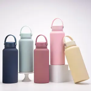 AGH Hot Sale Custom 1000ML Stainless Steel Portable Thermos Sport Water Bottle Outdoor Big Capacity Wide Mouth With Handle Lids