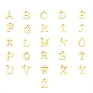 Breloques alphabet A-Z en acier inoxydable pour la fabrication de bijoux, plaquées or 18 carats - Product Image 2