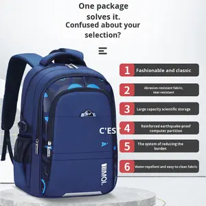 2025 nueva mochila de estudiante de moda de gran capacidad para Primaria <span class=keywords><strong>Junior</strong></span> High School poliéster grado 3-6-9 sólido para mayores - Product Image 2