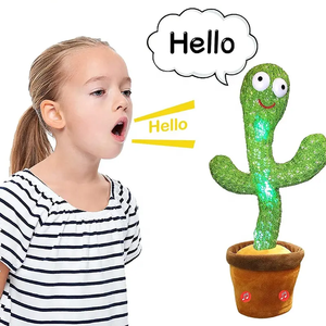 Boneka Kaktus Goyang Bernyanyi Lagu Inggris 32cm, Isi Kapas PP, Dapat Diisi Ulang via USB, Mainan Plush Lucu Berbicara - Product Image 3
