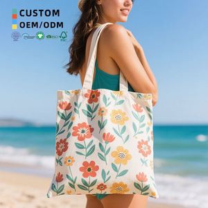 Floral Pattern <b>Canvas</b> Bag Cotton Youth Beach Shopping Fashion Reusable Durable for Women - Product Image 1