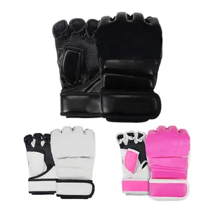 Custom Logo Durable Leather Adult Youth Kids Muay Thai MMA Training Half Finger Boxing Gloves