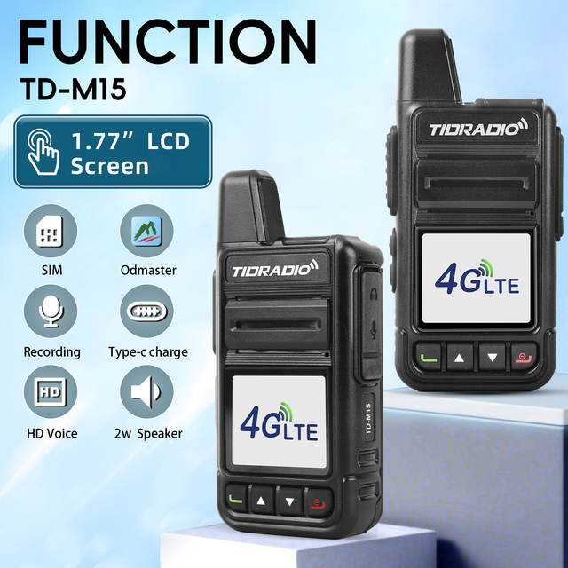 TIDRADIO TD-M15 Global Rapid Walkie Talkie Nationwide Unlimited Range 4G PoC Radio