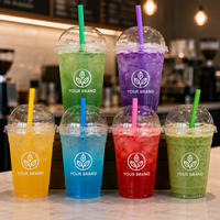 Gobelets en plastique personnalisés Allwin Packfactory avec logo, 12/14/16/24/32 oz, gobelets en plastique pour boissons froides, smoothies, bubble tea, gobelets en plastique jetables pour café