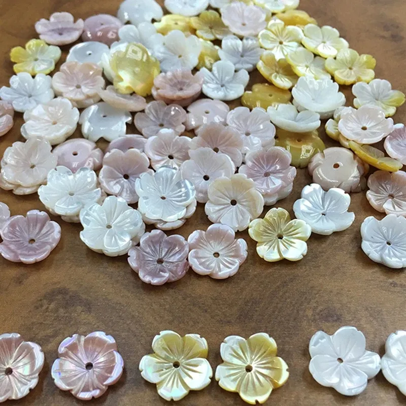 12 MM Großhandel lose Edelsteine Perlenmutter MOP natürliche weiße rosa Schale zubehör geschnitzte Schale Blume zur Schmuckherstellung