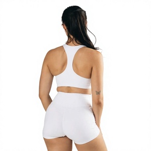 Women Yoga Sports Bra <b>White</b> Racerback Athletic <b>Crop</b> <b>Top</b> Workout Fitness Activewear Custom Logo OEM ODM Wholesale Supplier - Product Image 5