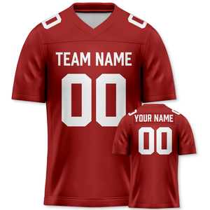 Hot Sale Kunden spezifische Polyester American Football Trikots für Männer Jugend V-Ausschnitt Kurz Personal isierte Team Name Nummer Sublimation - Product Image 1