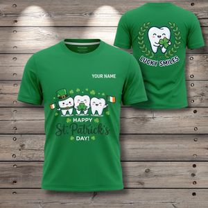 T-shirt personnalisé pour la Saint-Patrick, motif dents joyeuses, cadeau pour dentiste - Product Image 1
