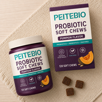 PEITEBIO Friandises à Mâcher Probiotiques pour Chiens avec Probiotiques, Prébiotiques et Enzymes, Saveur Citrouille, Soutien Digestif, 120 Unités
