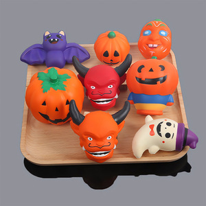 Jouet Squishy Citrouille Diable d'Halloween en Mousse PU à Remontée Lente, Anti-Stress, Jouet à Presser pour Enfants, Jouet Fidget, Vente en Gros - Product Image 1