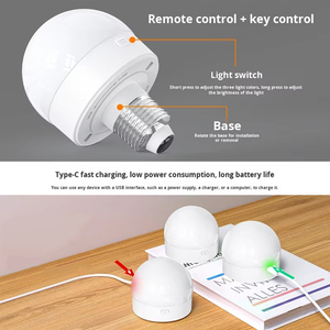 Remote Control Rechargeable <b>LED</b> <b>Night</b> <b>Light</b> 3 Color Modes Dimmable 1800mAh Battery Portable Emergency Lighting with E27 Socket - Product Image 4