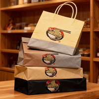 Sacs en papier kraft de luxe biodégradables et recyclables personnalisés avec poignées en ruban pour la promotion des restaurants japonais de sushis