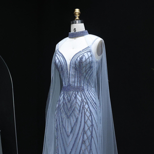 Jancember LSZ043 elegante azul Rhinestone sirena fiesta de noche Vestidos de Graduación - Product Image 3