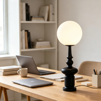 Lampe de table vintage noire avec abat-jour en PE blanc, lampe de bureau LED à 3 couleurs changeantes pour chambre à coucher, salon, chevet