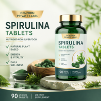Comprimés de spiruline de qualité alimentaire à marque privée OEM, vitamines, supplément alimentaire à base de plantes, approvisionnement en vrac