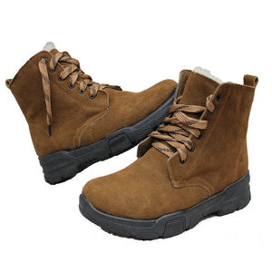 <b>Men's</b> Mid-Top Winter Snow Boots Fleece Lined Cowhide Non-Slip Yellow Boots Solid Color Front Laces Mid-<b>Heel</b> 3-5Cm - Product Image 2