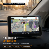 Navigateur portable Route 7 pouces avec lecteur multimédia de voiture à écran tactile 2.5D prenant en charge carplay sans fil et Android auto