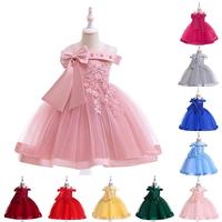 Robe de soirée asymétrique pour enfants de style euro-américain, robe de princesse à nœud papillon pour défilé de filles