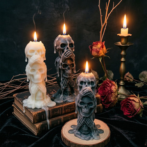 Venta al por Mayor de 3 Velas Aromáticas con Forma de Calavera, Cera de Soya sin Humo, Decoración Gótica Oscura, Adorno de Halloween, Regalo - Product Image 1
