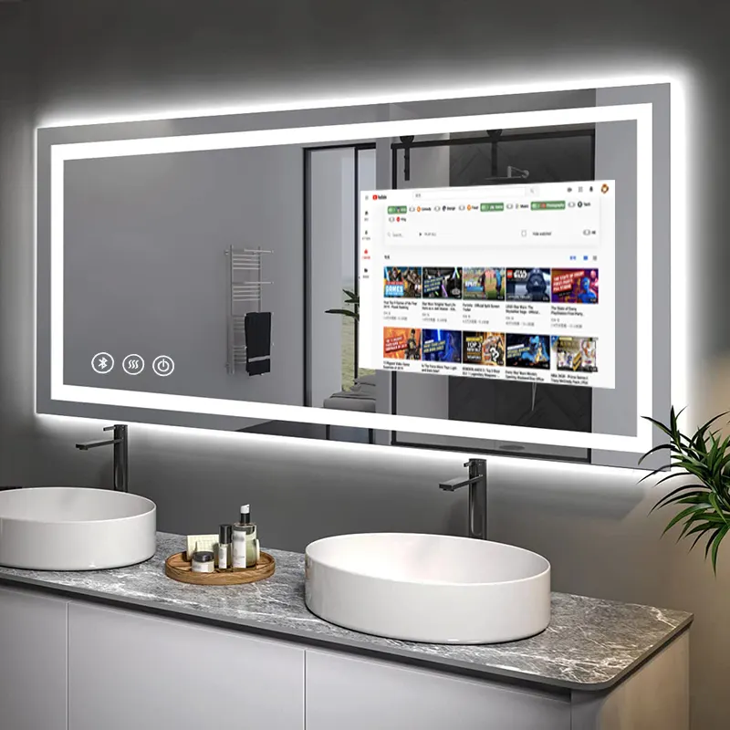Groothandel Make-Up Hotel Badkamer Smart Spiegel Android Magic Spiegel Schoonheidssalon Tv Spiegel Touchscreen Waterdichte Anti-Fog