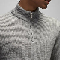 Pull en tricot côtelé pour homme, col montant, motif lettres, 100% coton, décontracté, chaud, tricot d'hiver