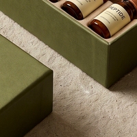 Boîte rigide en carton vert olive personnalisée avec couvercle pour flacons de peptides (10 flacons), doublure en mousse, logo estampé à chaud, soins personnels