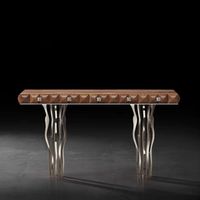 Mesa de Entrada de Diseño Italiano de Lujo Ligero, Mesa Decorativa de Acero Inoxidable para Villa o Club