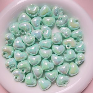 Perles acryliques en forme <span class=keywords><strong>de</strong></span> cœur avec trou <span class=keywords><strong>de</strong></span> suspension, plaquées couleur UV, brillantes, breloques pour chaîne <span class=keywords><strong>de</strong></span> té<span class=keywords><strong>l</strong></span>éphone portable, pendentif pour clés, perles DIY - Product Image 2