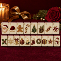 Nouvelles Tuiles de Mahjong Japonais Classiques de Luxe Rouge et Or, Motif Dessin Animé 3D avec Strass, Durables pour les Fêtes et le Divertissement