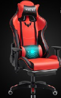 Chaise de jeu AOR ergonomique avec repose-pieds, massage, soutien lombaire, hauteur réglable, siège pivotant à 360°, appuie-tête en PU et acier inoxydable