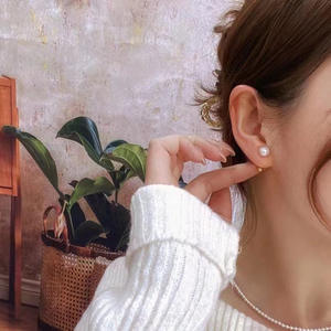 Accesorios de Plata S925 para DIY con Perlas, Bandeja Vacía con Cuentas Redondas de 8-11 mm y Gancho para Oreja, Diseño Simple 21685, Pendientes - Product Image 2