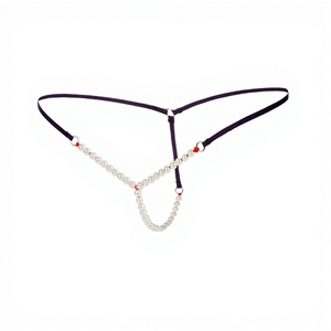 Tangas sexys de mujer más vendidas con entrepierna abierta, cadenas de cuentas, bragas de talle bajo, ropa interior tipo T-back con perlas y bolas. - Product Image 1