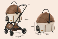 Poussette de luxe 3-en-1 pour animaux de compagnie EUR PET Factory, avec panier de transport détachable, pour chiens et chats de petite et moyenne taille jusqu'à 15 kg
