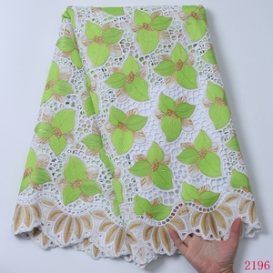 100% Puro cotone Bianco Tessuto Africano Del Merletto di Alta Qualità Svizzera Del Merletto Del Voile In Svizzera di Stile Dubai Per Tutti 2196 - Product Image 3