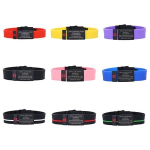 צמיד סיליקון צמיד רפואי של גברים עם חריטה צלחת נירוסטה אישית חריטה wristbands להתאמה אישית - Product Image 4
