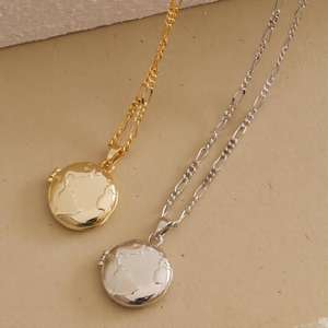 Персонализированный гравированный логотип 14K позолоченный Жемчуг Сердце земля очарование памяти фоторамка картина медальон ожерелье - Product Image 5