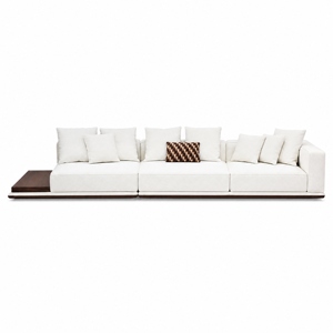 Espacioso Sofá Minimalista de Tela para Salón |   Sofá Modular de Múltiples Asientos con Cojines Desmontables para Sala de Estar Familiar o Uso en Villas - Product Image 1